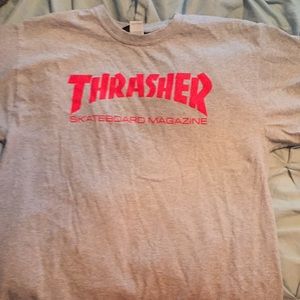 Grey and red thrasher shirt